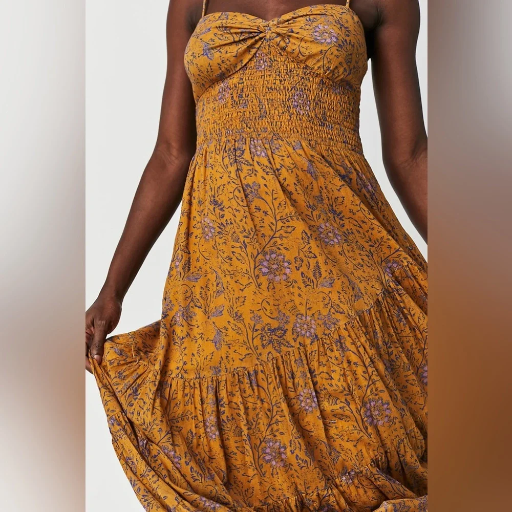 Free People Mustard Floral Maxi Dress - Picture 4 of 13